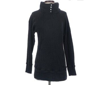 Alo Black Funnel Neck Snap Pullover Sweatshirt Cotton Small